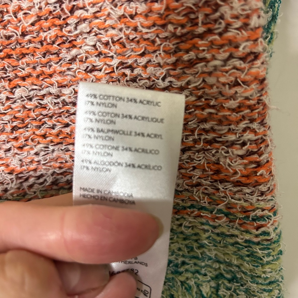 Pilcro Multicolor Striped Scoop Neck Sweater - Coral, Teal, Yellow, Cream - Picture 8 of 8